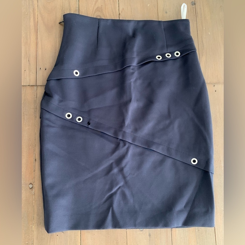 Versace Collection navy eyelet pencil skirt